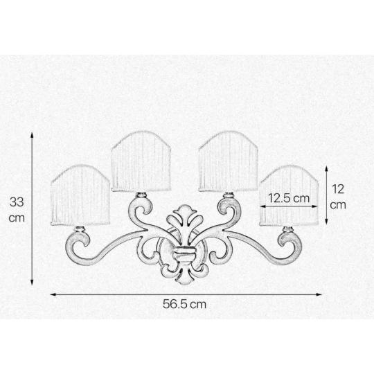 klasszikus diszes fali lampa vilagos sok izzos kastely villa polgari elegans arany lampa bronz vilagitas textil lampernyo folyoso lepcsohaz luxus lampak meret.jpg